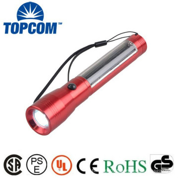 TP-2425 Lampe torche solaire rechargeable en aluminium torche / lampe torche LED avec panneau solaire Pas besoin de batterie